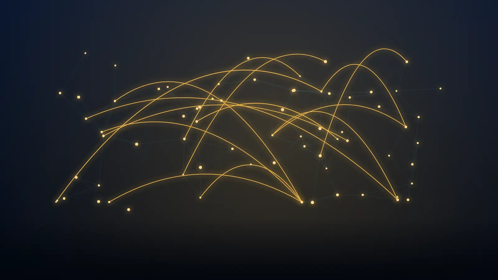 A network of freight lanes glowing across a dark map.